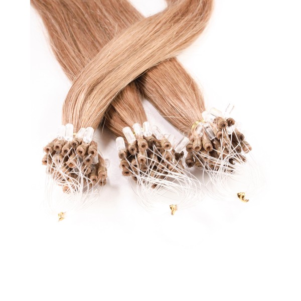 hair2heart Microring Extensions Echthaar glatt 8/01 Hellblond Natur-Asch - 50