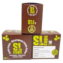 Santa Lucia Nicaraguan Specialty Coffee Bold Roast SL Cups - Single Use Pods (Bold Roast, 18 Count)