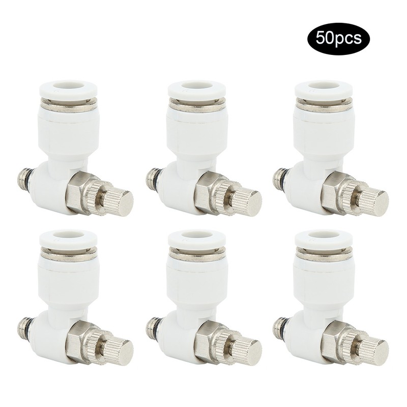 50Pcs Air Flow Control Valve Pneumatic White Adjustment Durable Quick