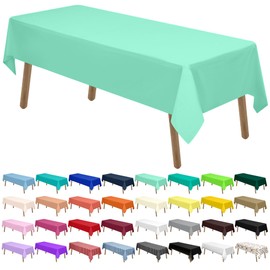 Fresh Mint Plastic Tablecloths 2 Pack Mint Green Disposable Table Covers 54 x 108 Inch. Baby Shower Party Tablecovers PEVA Table Cloths for Picnic Birthday Wedding Parties 8 ft Rectangle Table Use