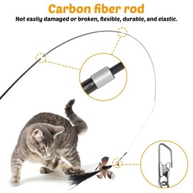 MiOYOOW Cat Toys Wand, Retractable Cat Rod 3-Section Interactive Cat Toys with EVA Non-Slip Handle for Indoor Cats Kittens(Not Include Replacement)