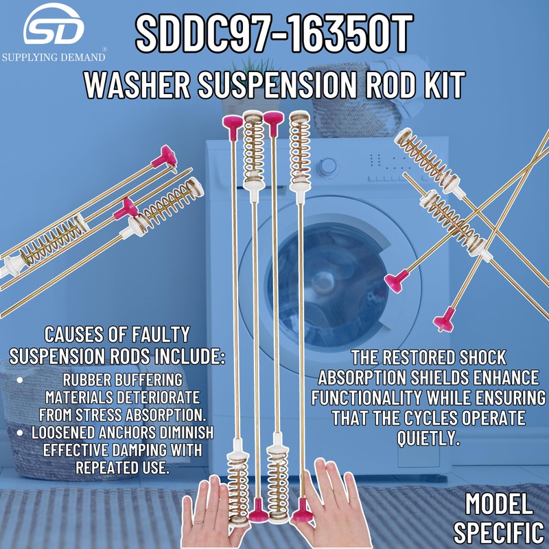 Supplying Demand DC97-16350T Washer Suspension Rods 4 Piece Kit -