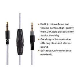 HyperX Cloud Alpha Replacement Cable, Compatible with HyperX Cloud Alpha Gaming Headsets, 3.5mm Headsets Aux Cord, Inline Mute, Volume Control, 5 Ft