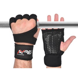AYRO Ventilated Gym Gloves for Men & Women - Anti-Slip Weightlifting Workout Gloves with Enhanced Grip for Exercise, Bodybuilding, & Powerlifting with Built-in Wrist Wrap (Large)