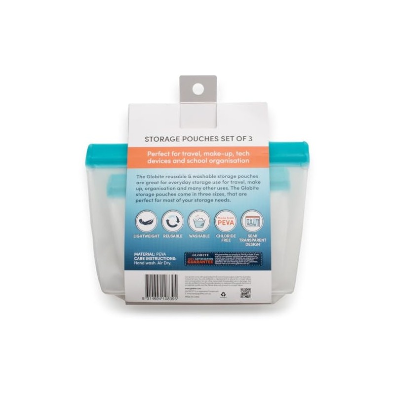 Globite Zip Lock Storage Bags 3pk, White