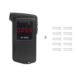 FUNFANG Breathalyzer Portable Digital Breath Alcohol Tester Alcohol Tester Meter with 10pcs Transparent Mouthpieces Alcohol Tester Meter Analyzer Detector AT-858