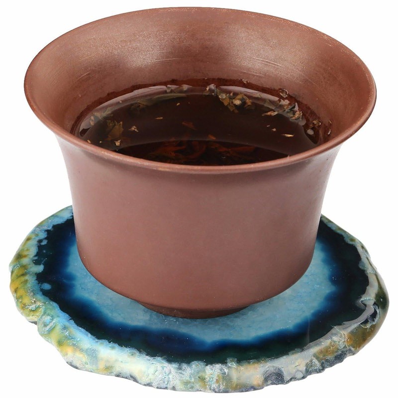 Shanxing Blue Agate Slice Geode Stone Coasters for Drinks and