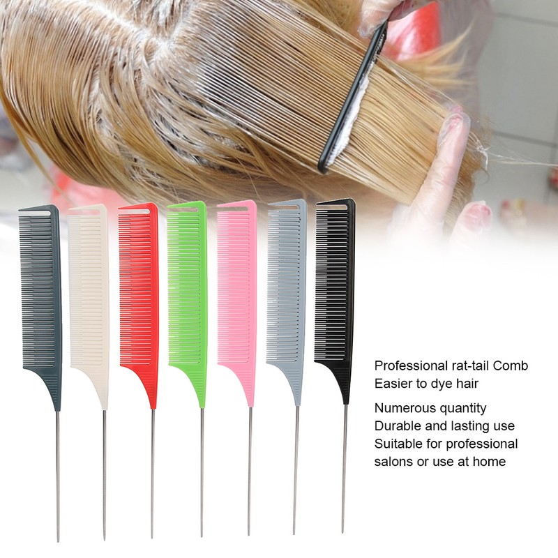 7pcs RatTail Hairdressing Styling Comb FineTooth Salon Dyeing Tinting Hair