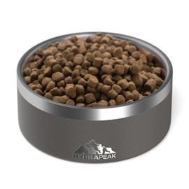 Hydrapeak Dog Bowl; Non Slip Stainless Steel; Water and Food Dish; Large Sized and Small Dogs; 32oz 64oz; Multiple Sizes; 4 Cup | Graphite