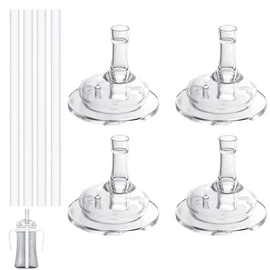 Replacement Straw Kit Compatible with Grosmimi Stage 2, Soft Silicone, No Spill 4Pcs