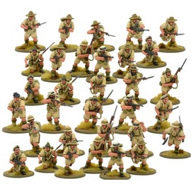 Warlord Bolt Action British Commonwealth Desert Infantry 1:56 Tabletop Miniatures - Plastic Paintable Miniature WWII Soldiers Set, Unpainted Table Top 28mm Military Minifigures for Adults - Gaming