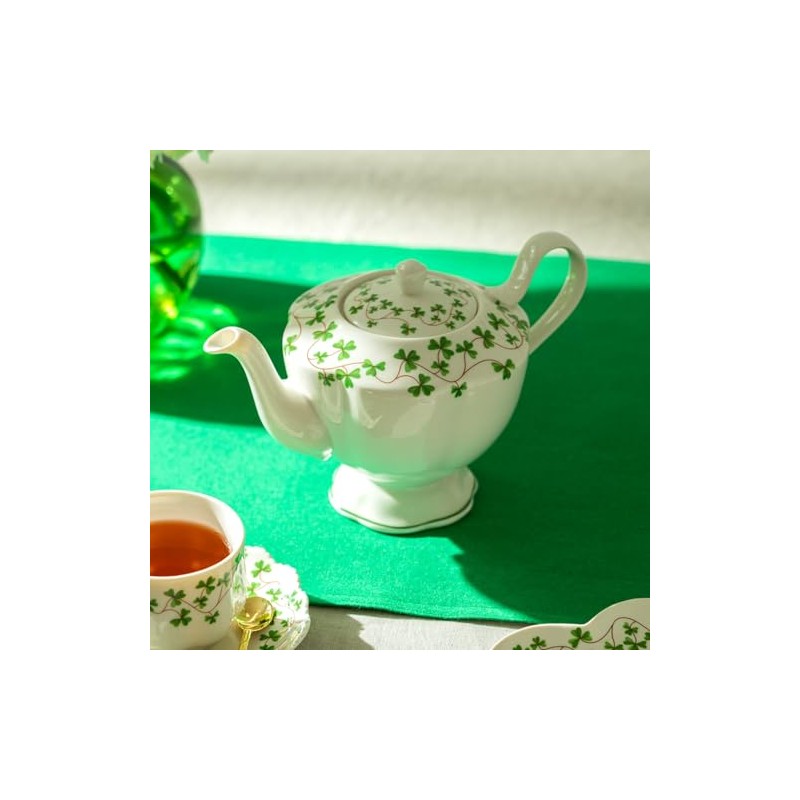 Grace Teaware Shamrock Fine Porcelain Teapot 32oz Capacity Multicolor