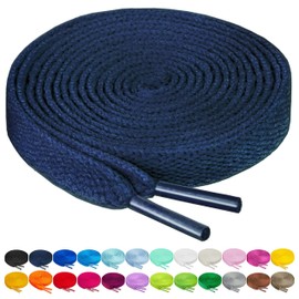 Birch Shoelaces in 27 Colors Flat 5/16" Shoe Laces in 4 Different Lengths (45.5" (115cm), Navy)
