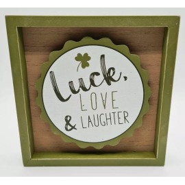 Young's Inc Shamrock Lucky Clover Irish Sign Wood Set of 4  6"x6" St. Patrick's Day Decor