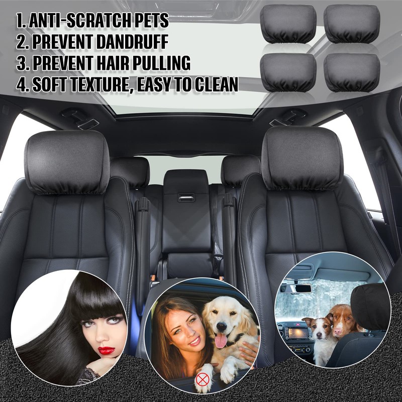 Tallew 4 Pcs Universal Car Headrest Cover Soft Car Seat