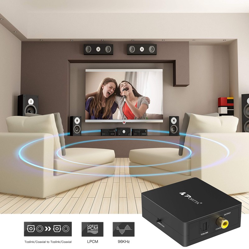 Portta 光 同軸 変換 双方向 【光デジタル→同軸+光】【同軸デジタル→光＋同軸】オーディオ変換器 光デジタル 変換 同軸デジタル 変換