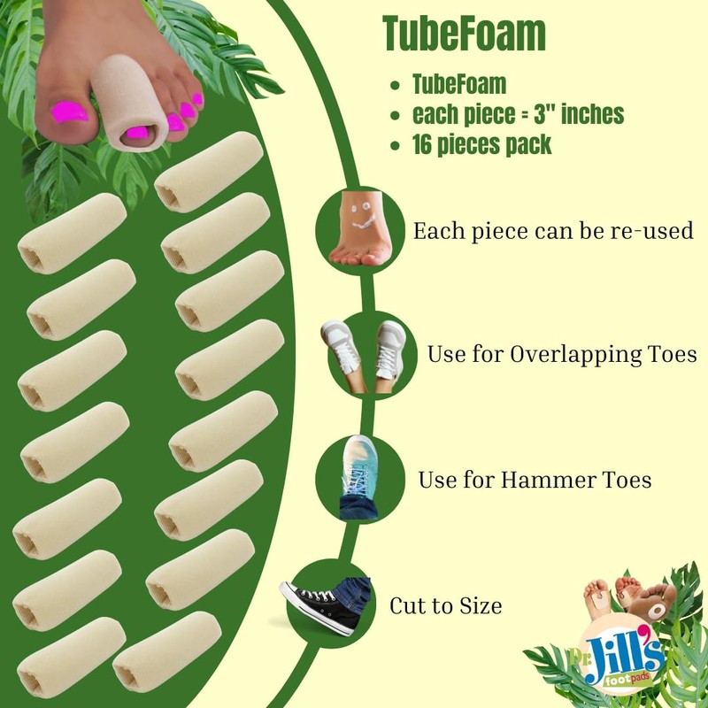 Dr. Jill's Foot Pads, Y1954, Tubefoam, 3 Inch Pieces, 16
