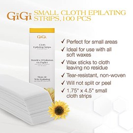 GiGi Tiras de cera no tejidas para depilación – Pequeñas tiras de depilación de tela para la línea de cara y bikini, 100 tiras