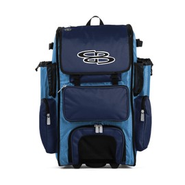 Boombah Rolling Superpack Baseball/Softball Gear Bag - 23-1/2" x 13-1/2" x 9-1/2" - BRSP2C23 Columbia/Navy - Telescopic Handle - Holds 4 Bats - Wheeled Version