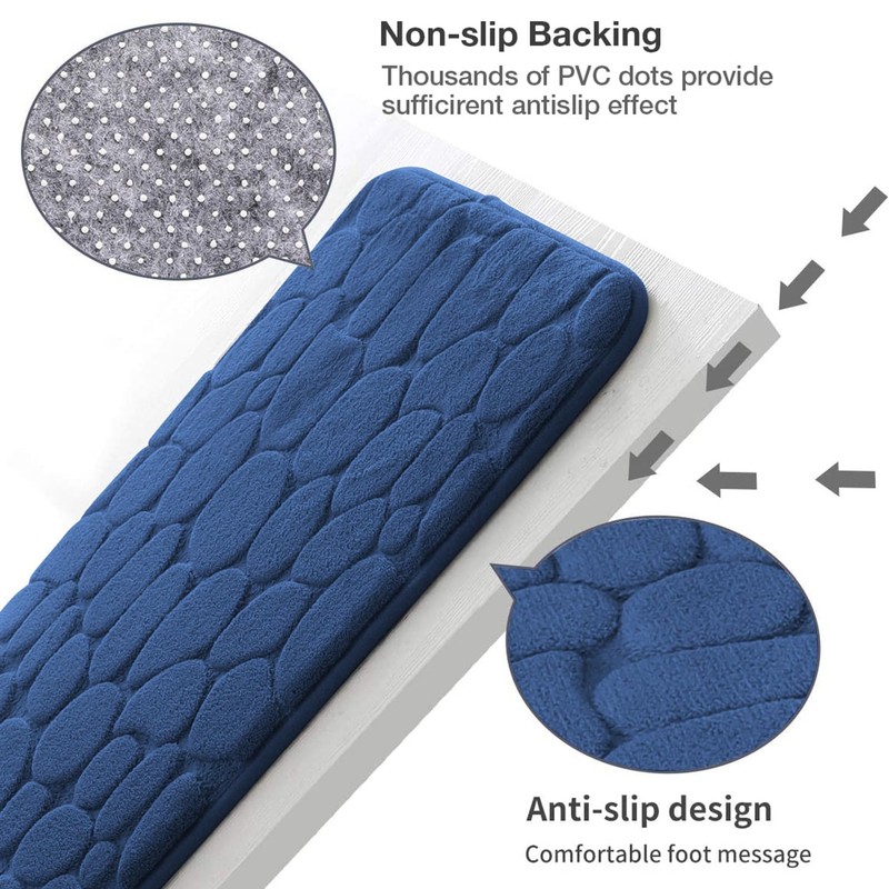 YIHOUSE Memory Foam Bath Mat Cobblestone Bathroom Rug Non Slip