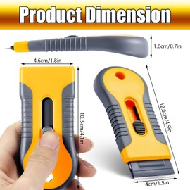 Razor Blade Scraper, Cleaning Razor Scraper for Glass with 15 pcs Extra Blades, Razor Blade Retractable for Removing Labels, Decals, Stickers, Glue Residue, Paint from Glass (Yellow)
