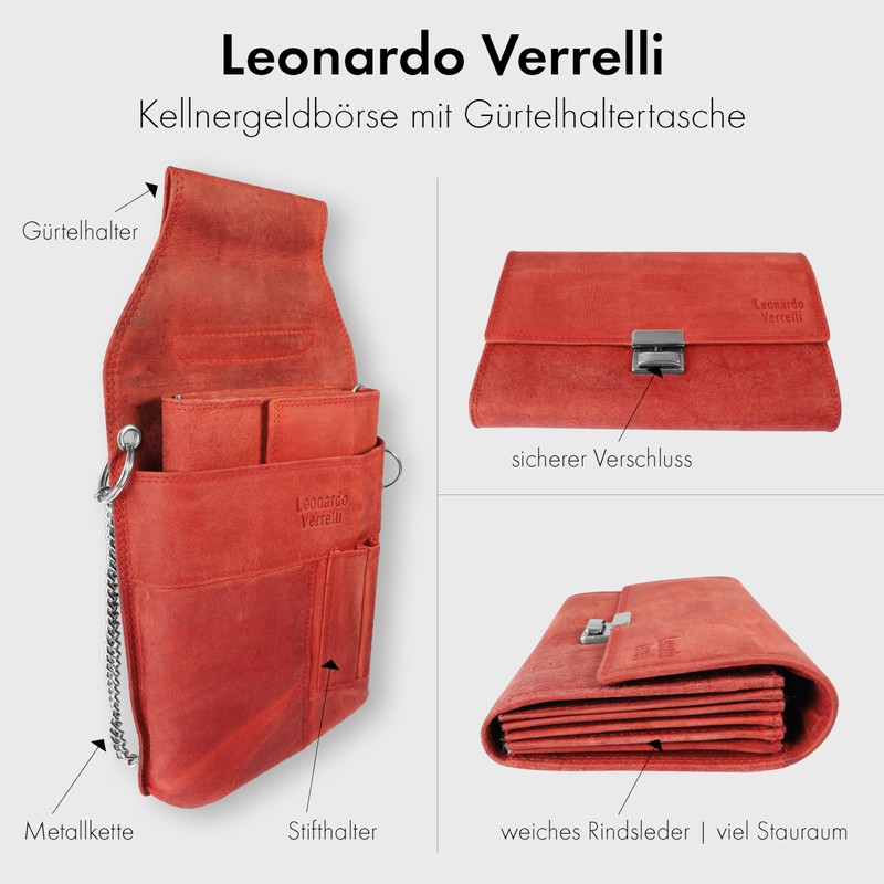 LEONARDO VERRELLI Waiter Wallet Leather Waiter's Wallet, Wallet, Women's Men's