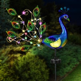 IWTBNOA Solar Lights for Outdoor Garden, Peacock Garden Solar Stake Lights, Metal Peacock Garden Decoration, Waterproof, Peacock Garden Statue, Metal, Garden Decoration, Outdoor Peacock for Patio,