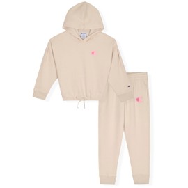 Champion Girls Hoodie and Sweatpant Set for Kids Athletic Fleece Sweatsuit