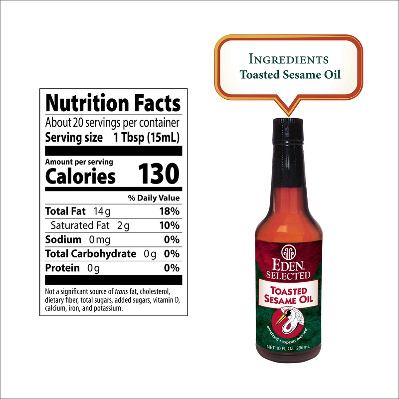 Eden Toasted Sesame Oil, Unrefined, Expeller Pressed, Product of Japan,