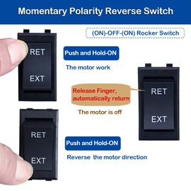 DMWD Reversing Polarity Rocker Switch, Momentary RV Jack Rocker Switch 30A 12V DC 4pin DPDT auto Reset Toggle Switch with Pre-Wires for 5th Wheel Tongue Trailer Stabilizer (1Pc)
