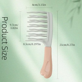 Wide Tooth Comb for Curly, Detangling Hair Brush with Double-layer Wavy Tooth Design and Ergonomic Handle for Long/Thick Dry/Wet Hair for Women/Girl without Straighten the Curl HairStylegreen 2pcs