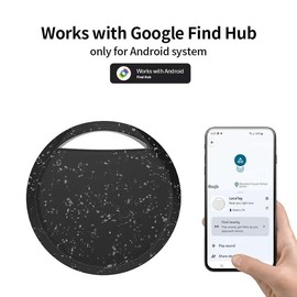 RSH Android Tracker Smart Tag, Key Finder Compatible with Google Find Hub App (Android Only), Bluetooth Tracker Tag Android Key Finder for Luggage/Bags/Suitcase/Wallet, Black (1 Pack)