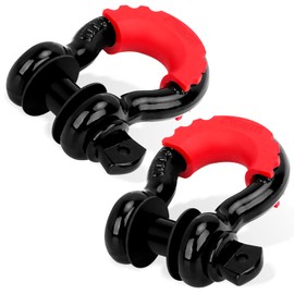 Shackles 3/4" (2 Pack) LIBERRWAY 57,000 lbs Break Strength with 7/8'' Pin D Ring Shackle Rugged Off Road Shackles Heavy Duty D Ring for Vehicle Recovery, Black