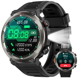 Reloj inteligente militar para hombre (recepción/marcación de llamadas) resistente táctico rastreador de ejercicios EE. UU.