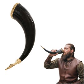 Lord of Battles Viking Drinking Horn Medieval Horn Authentic Drinkware Natural Horn Celtic Mug Gift Ideas For Him/Her - Ale, Mead, Whiskey (300-400 ML, Odin Drinking Horn)
