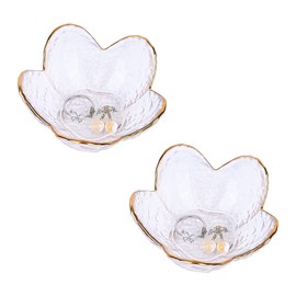 Koythin 2-Piece Glass Jewelry Tray, Small Trinket Holder for Necklace Bracelet Earring, Ring Holders for Bathroom, Aesthetic Trinket Dish, Flower Nightstand Decor for Girl Mom (Transparent White)