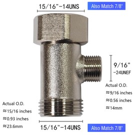 Bidet T Adapter - T Valve for Bidet, 15/16″ x 15/16″ x 9/16″ or 7/8″ x 7/8″ x 3/8″, Brass Coated Nickel, 3 Way Adapter or Tee Connector