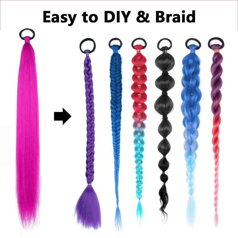 THEMIS HAIR Braid Ponytail Extension 2 Pack 26 Inch Rose