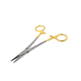 TC Mayo Hegar Needle Holder Comes with Tungsten Carbide Serrated Jaws Made of Stainless Steel Forceps and Gold Handle Ratchet Finger Rings (5.5 Inch)