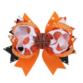 Basketball Hair Clips,Basketball Hair Bow Clips,Grosgrain Ribbon Hair Bow Accessories for Women Player School Team Birthday Party,Sports Themed Bowknot Hair Clip Gift for Players Teams (Basketball)