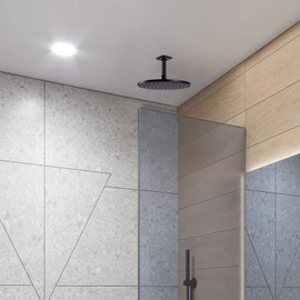 Bronze Shower Arm with Flange 4 Inch Straight Ceiling Mounted Extension Arm for Rainfall Shower Head, Oil Rubbed Bronze