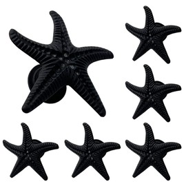 LLHDKF 6 Pack Starfish Shape Knobs Drawer Pulls Ocean Style Dresser Knobs Cabinet Knobs for Kitchen Cabinet Cupboard Home Décor (Black)