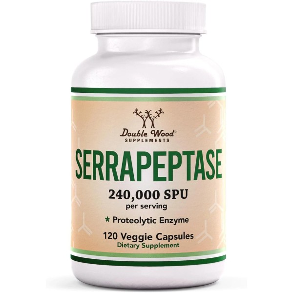 Double Wood Supplements Serrapeptase 240,000 SPU Max Potency (120 Veggie
