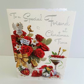 Jonny Javelin Female Friend Christmas Time Card Rose Basket