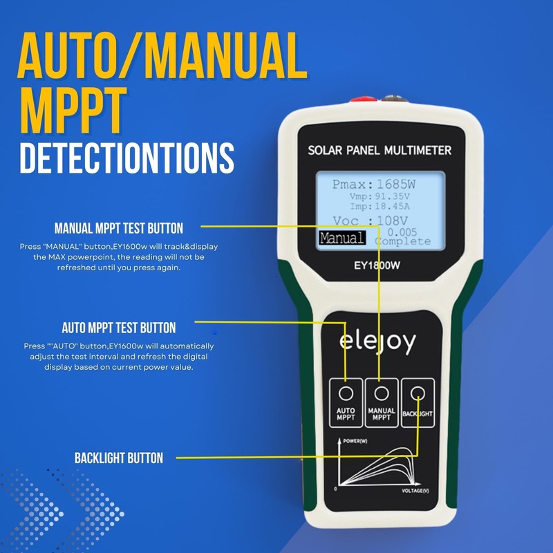 EY1800W Solar Panel Tester, DC/AC Solar Power Meter, Photovoltaic Panel
