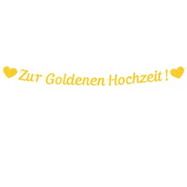 Goldene Hochzeit Deko Girlande, 50 Jahre zur Goldenen Hochzeit Banner, Glitzer Papier Hänge Hochzeitstag Girlande, 50 Hochzeitstag Dekoration, 50. Jahrestag Jubiläum Goldhochzeit Party Geschenke