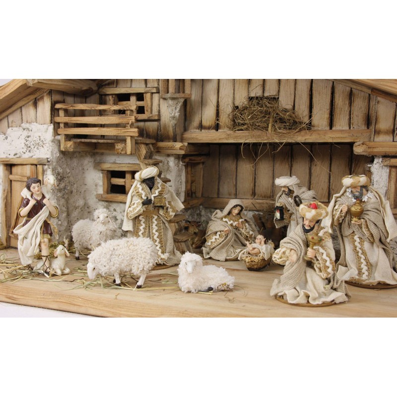 FADEDA Shepherd's Carriage, Height: 10 cm, Hand-Painted, Detailed Nativity Scene