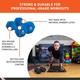 Body Sport Neoprene Dumbbell, 7 lb. Pair – Dumbbell for Exercises – Strength Training Equipment – Neoprene Dumbbell – Home Gym Accessories – Weight Training