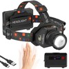 WARKAR LED Headlamp Flashlight, 2000 Lumens Super Bright Rechargeable Headlight