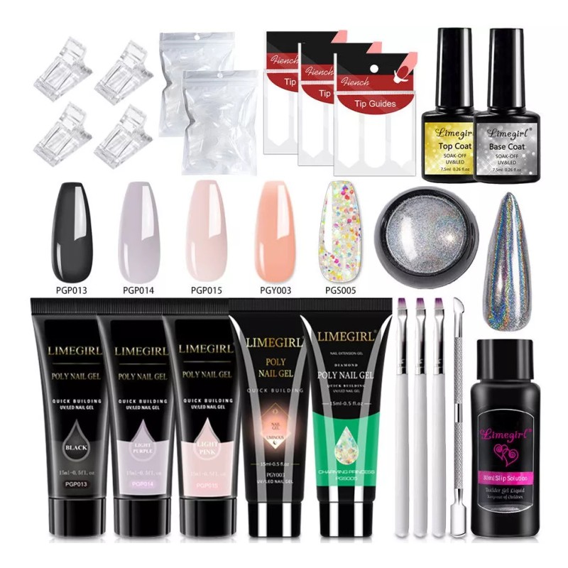 Limegirl Kit Uñas De Polygel Acrílico 5 Pzas Poligel Construcción